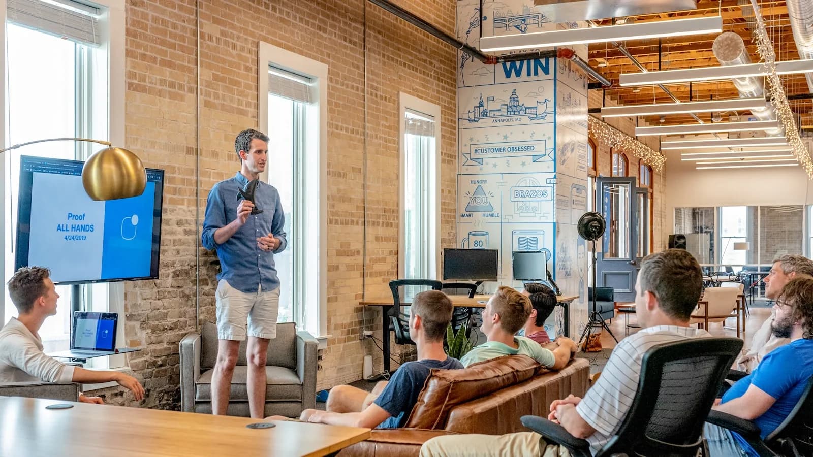 Leadership presenting and guiding a professional team